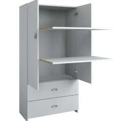 Armoire avec 2 grands tiroirs - blanc