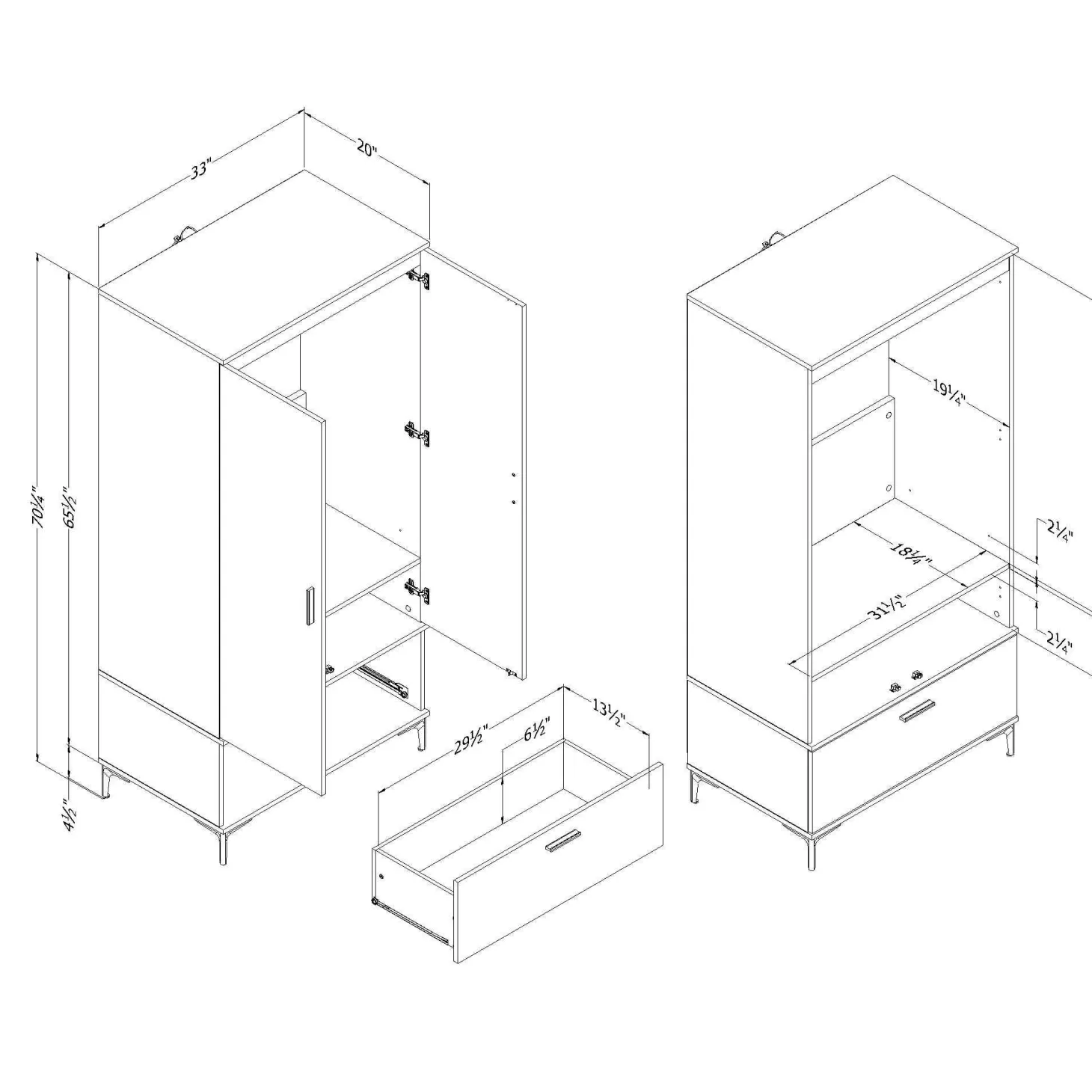 Armoire penderie avec portes et tiroir - South Shore
