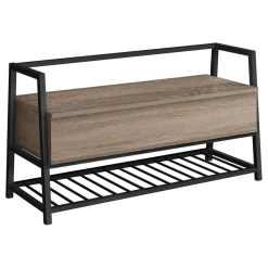 Banc - étagère à chaussures, rangement à rabat - 42"L - faux bois taupe fonc - Monarch