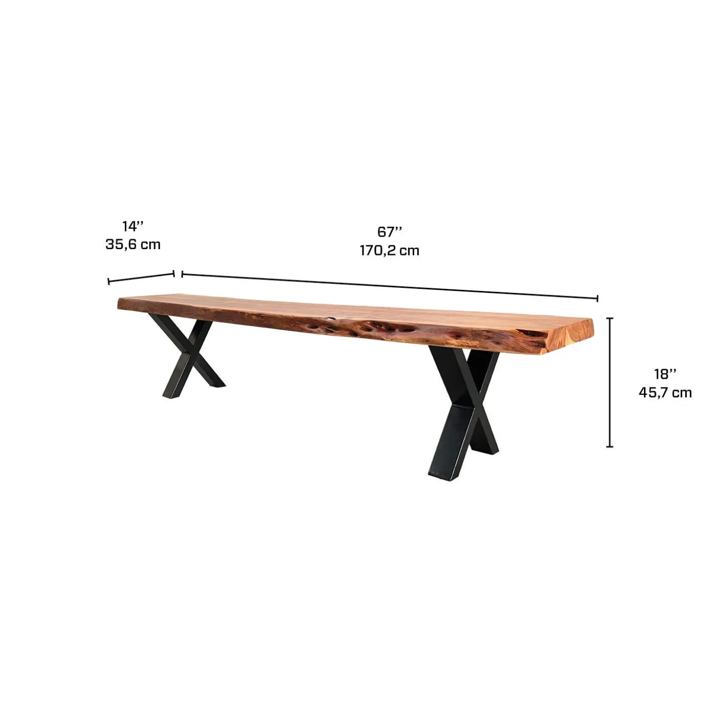 Banc en bois massif - 84"