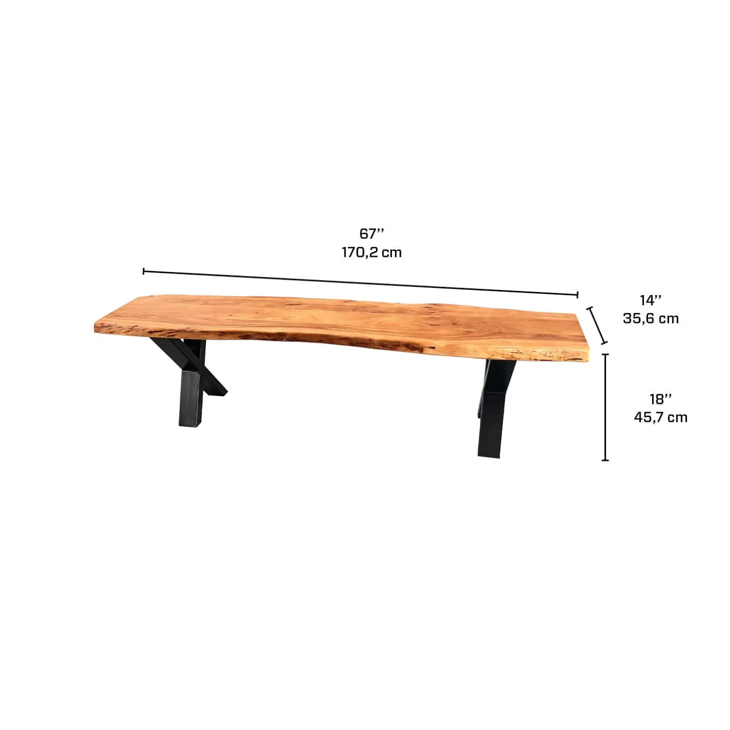 Banc en bois massif - 67"