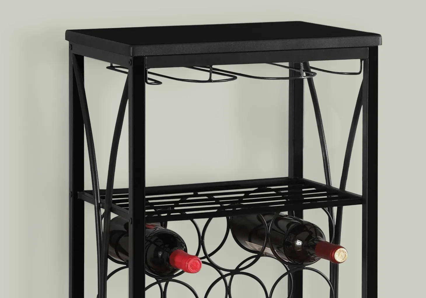Bar maison - 40"H/métal noir support à verre et bouteille - Monarch