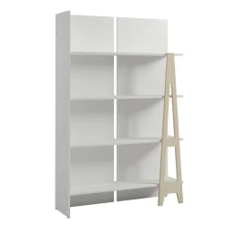 Bibliothèque atypik, blanc et merisier - Nexera