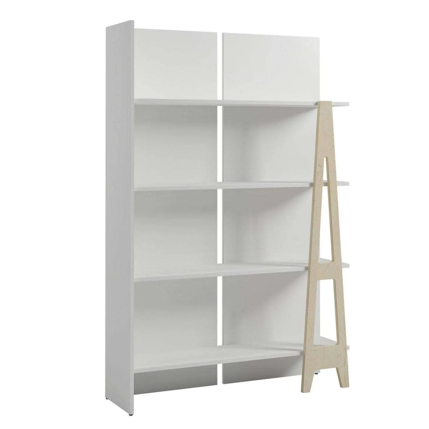 Bibliothèque atypik, blanc et merisier - Nexera