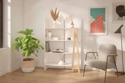 Bibliothèque atypik, blanc et merisier - Nexera