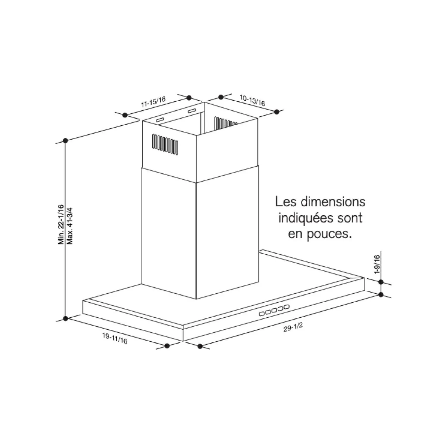 BROAN Hotte cheminée Cheminée Acier inoxydable 30" , 450 PI3/MIN-BWT1304SS