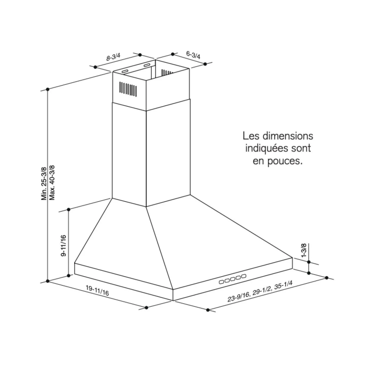 BROAN Hotte cheminée pyramidale Cheminée Acier inoxydable 30" , 450 PI3/MIN-BWP1304SS