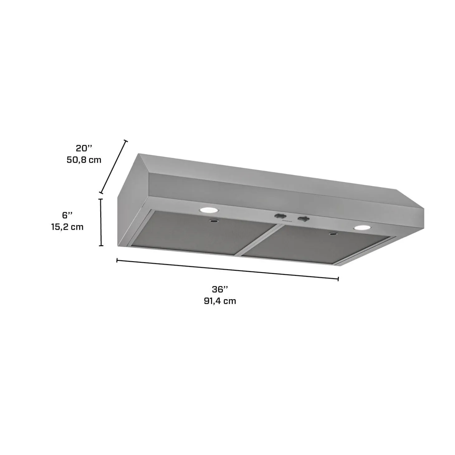BROAN Hotte Standard Acier inoxydable 36" , 350 PI3/MIN-GLA1363SS