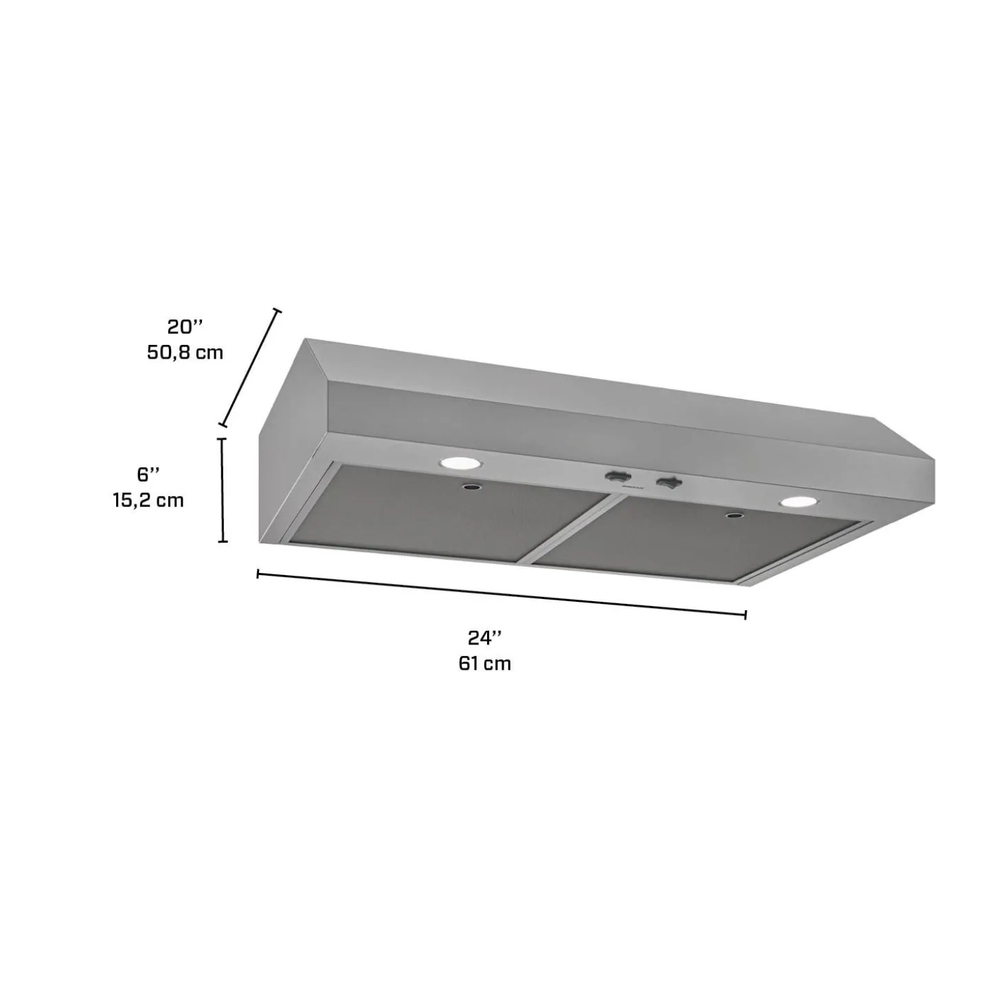 BROAN Hotte Standard Acier inoxydable 24" , 350 PI3/MIN-GLA1243SS