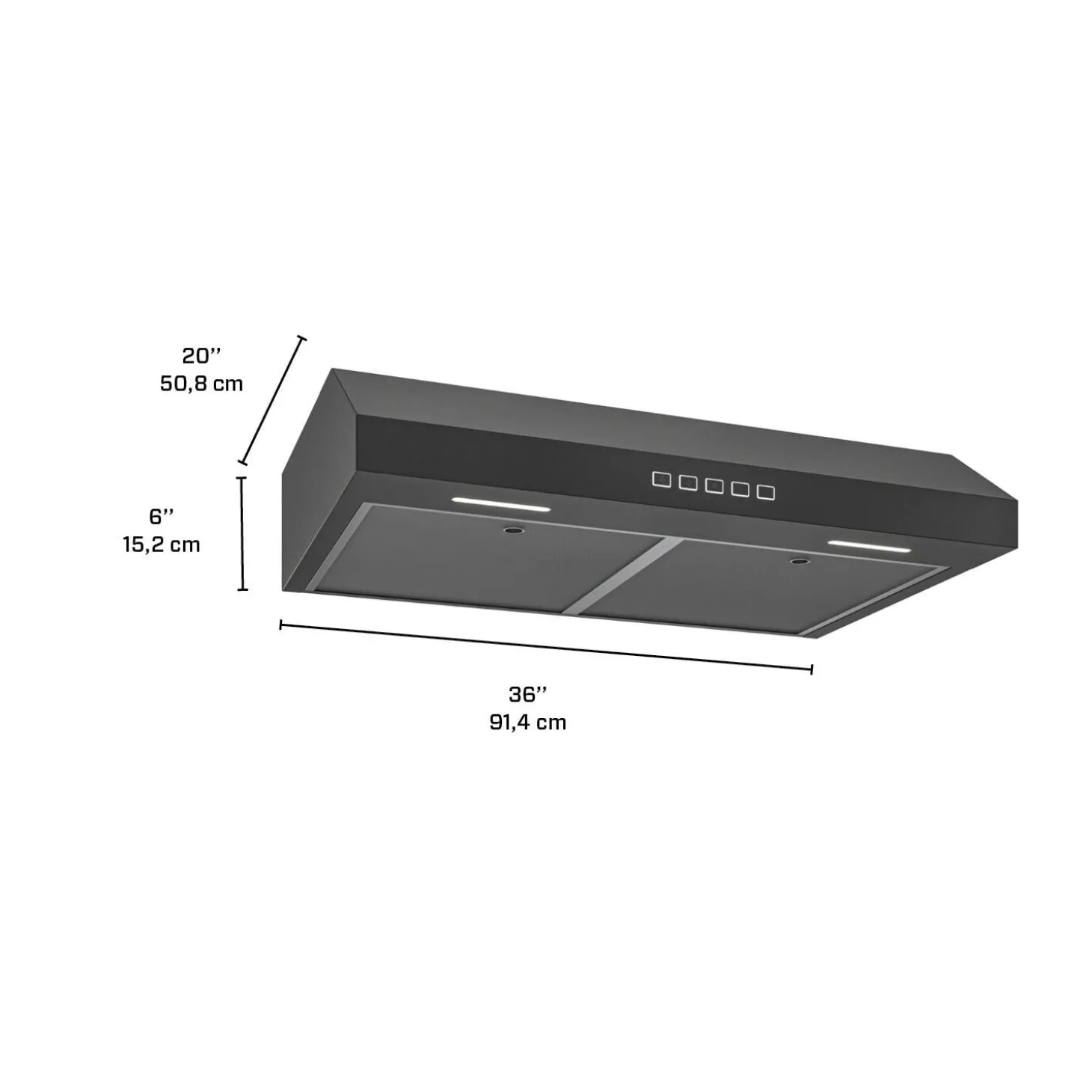 BROAN Hotte Standard Noir 36" , 350 PI3/MIN-GLA2363BLS