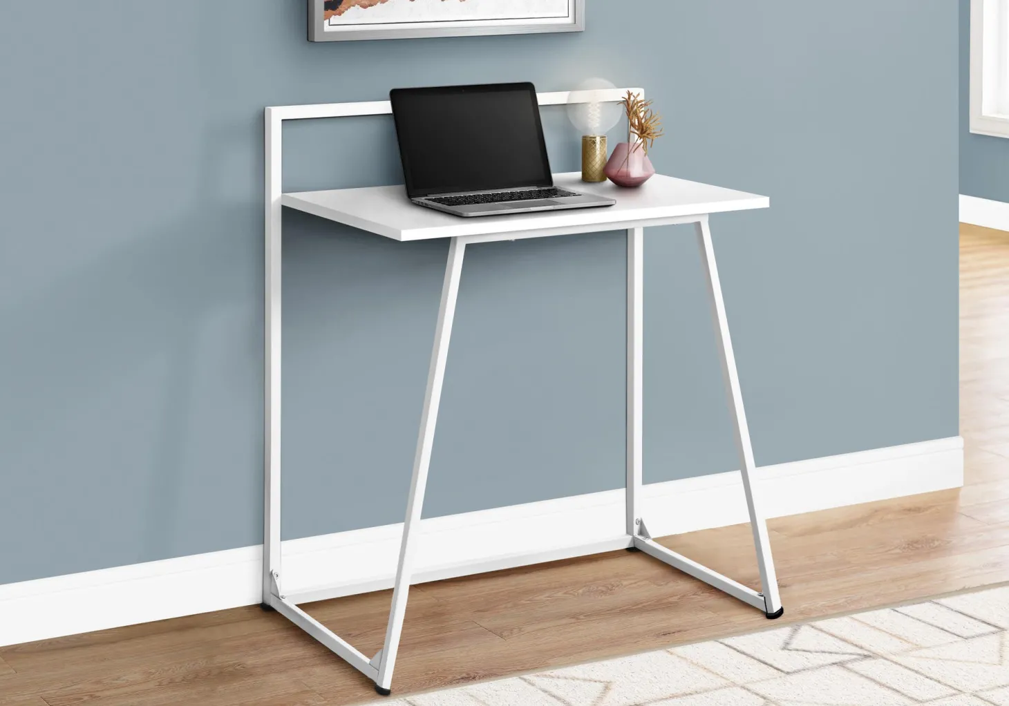 Bureau - 30"L, juvenile blanc, métal blanc - Monarch