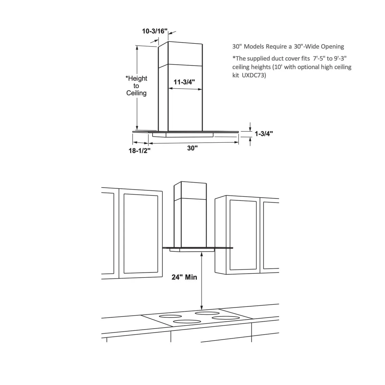 CAFE Hotte Cheminée Acier inoxydable 30" , 350 PI3/MIN-CVW73012MSS