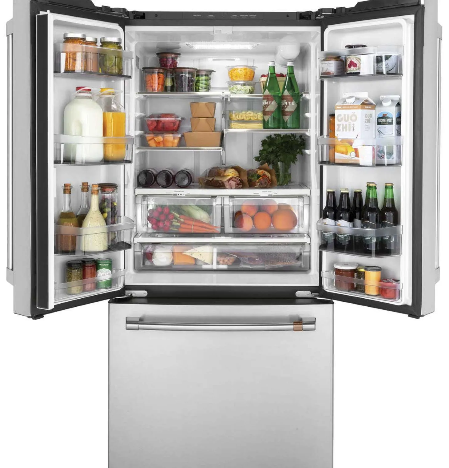 CAFE Réfrigérateur 18,6 pi3 33 po Acier inoxydable Congélateur en bas, Portes françaises - CWE19SP2NS1
