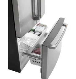 CAFE Réfrigérateur 18,6 pi3 33 po Acier inoxydable Congélateur en bas, Portes françaises - CWE19SP2NS1