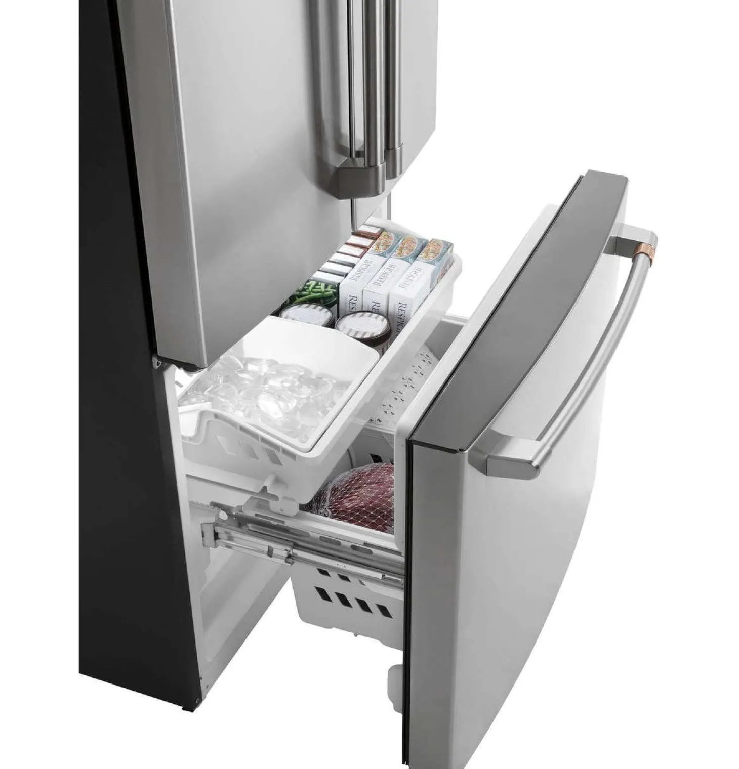 CAFE Réfrigérateur 18,6 pi3 33 po Acier inoxydable Congélateur en bas, Portes françaises - CWE19SP2NS1