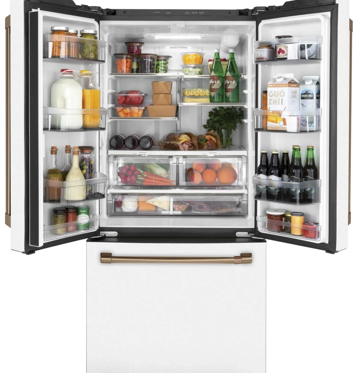 CAFE Réfrigérateur 18,6 pi3 33 po Blanc Congélateur en bas, Portes françaises - CWE19SP4NW2