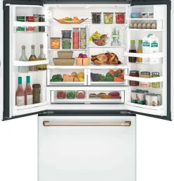 CAFE Réfrigérateur 23,1 pi3 36 po Blanc Congélateur en bas, Portes françaises - CWE23SP4MW2