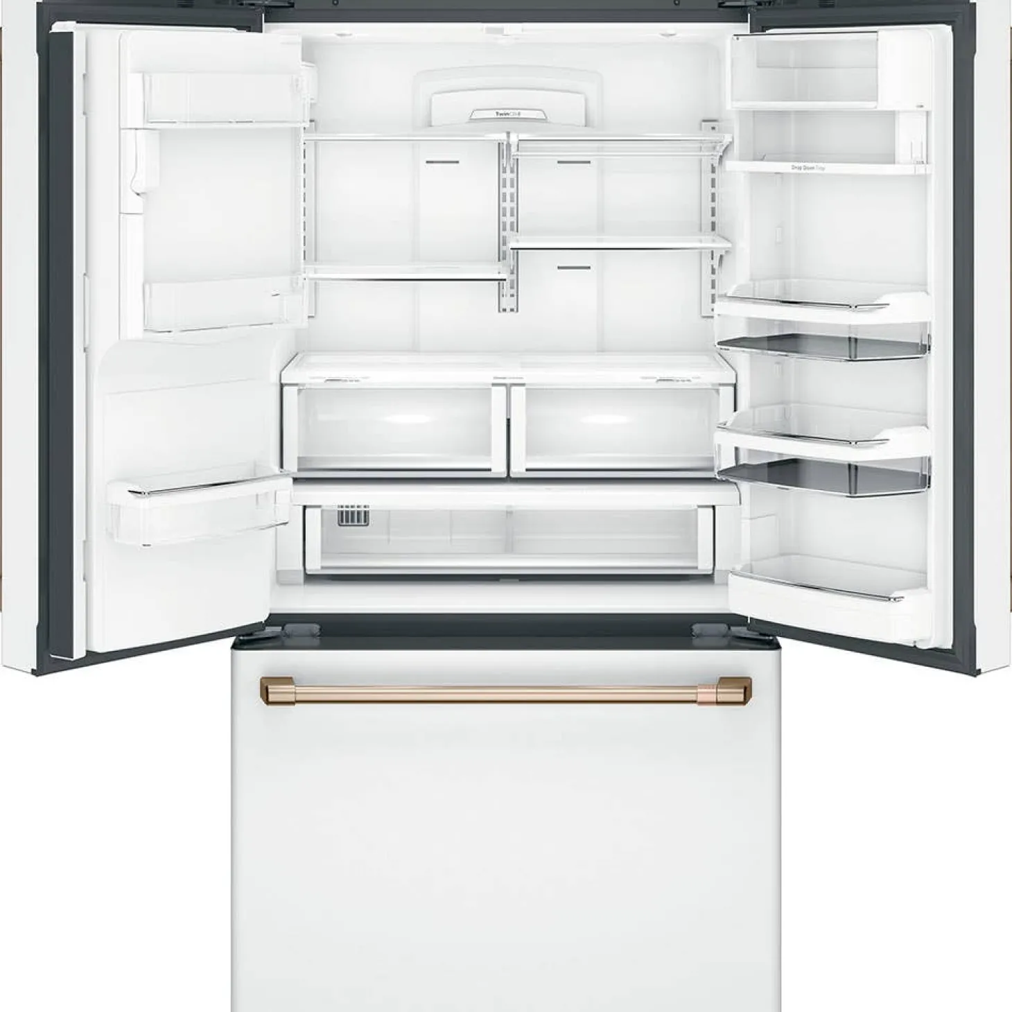 CAFE Réfrigérateur 22,1 pi3 36 po Blanc Congélateur en bas, Portes françaises - CYE22TP4MW2