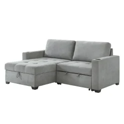 Causeuse convertible compacte réversible avec rangement - gris
