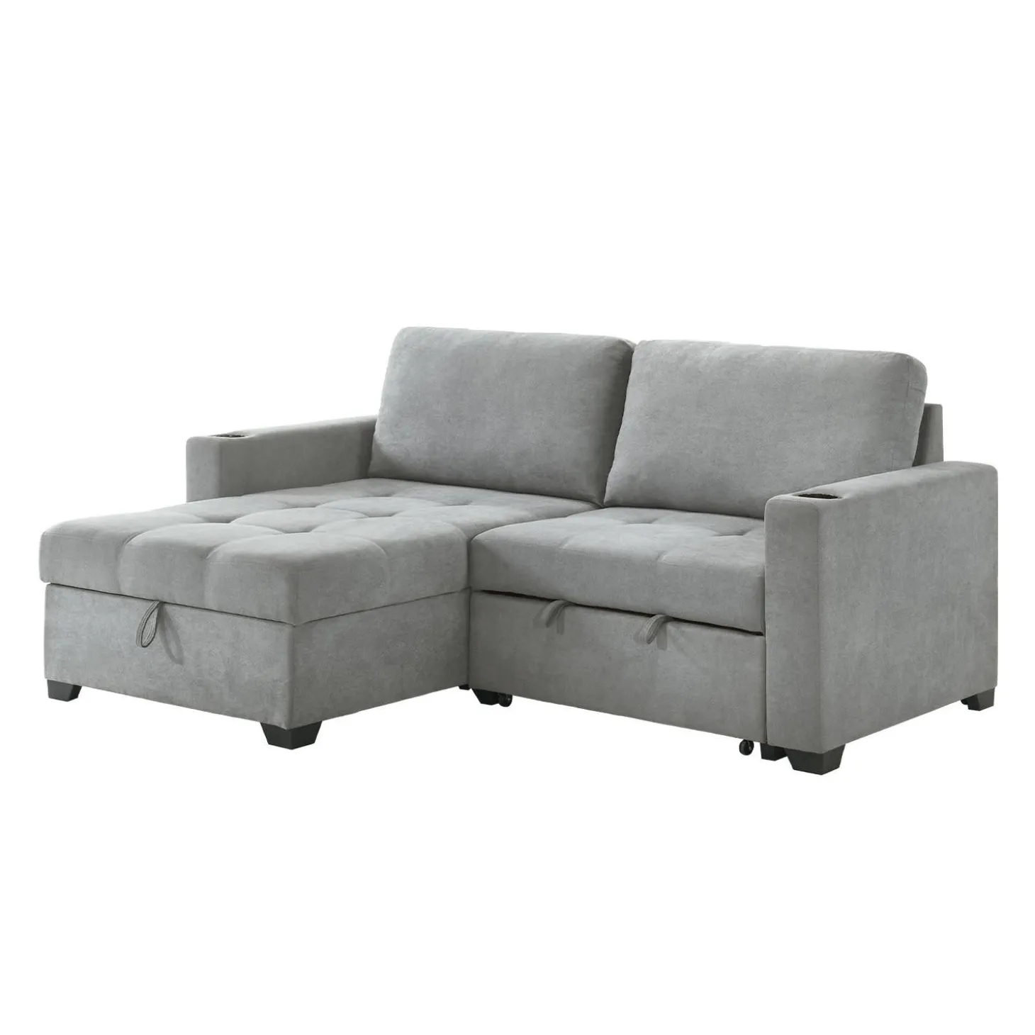Causeuse convertible compacte réversible avec rangement - gris