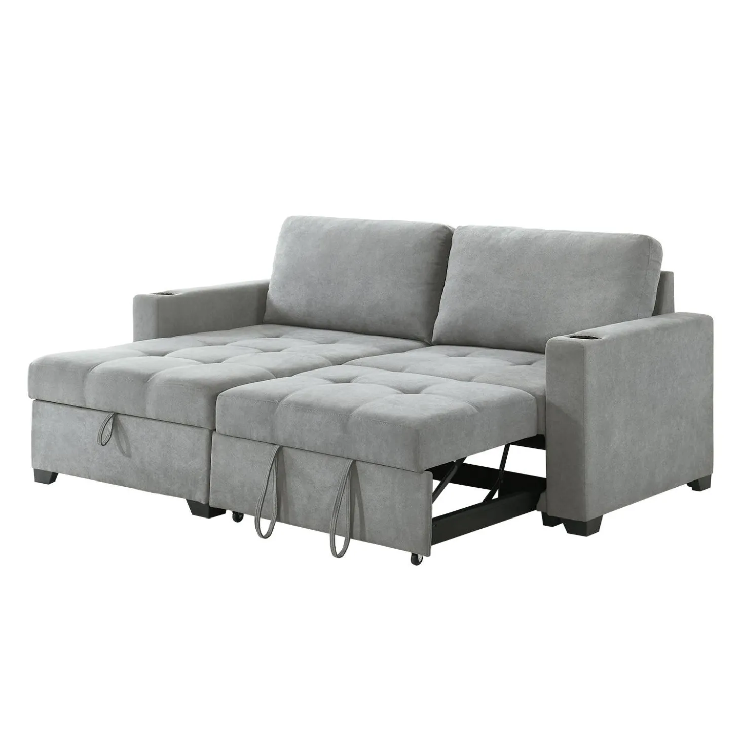 Causeuse convertible compacte réversible avec rangement - gris