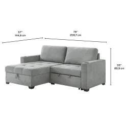 Causeuse convertible compacte réversible avec rangement - gris
