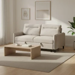 Causeuse convertible en tissu bouclé