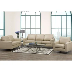 Causeuse en cuir véritable - beige