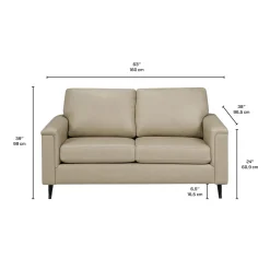 Causeuse en cuir véritable - beige
