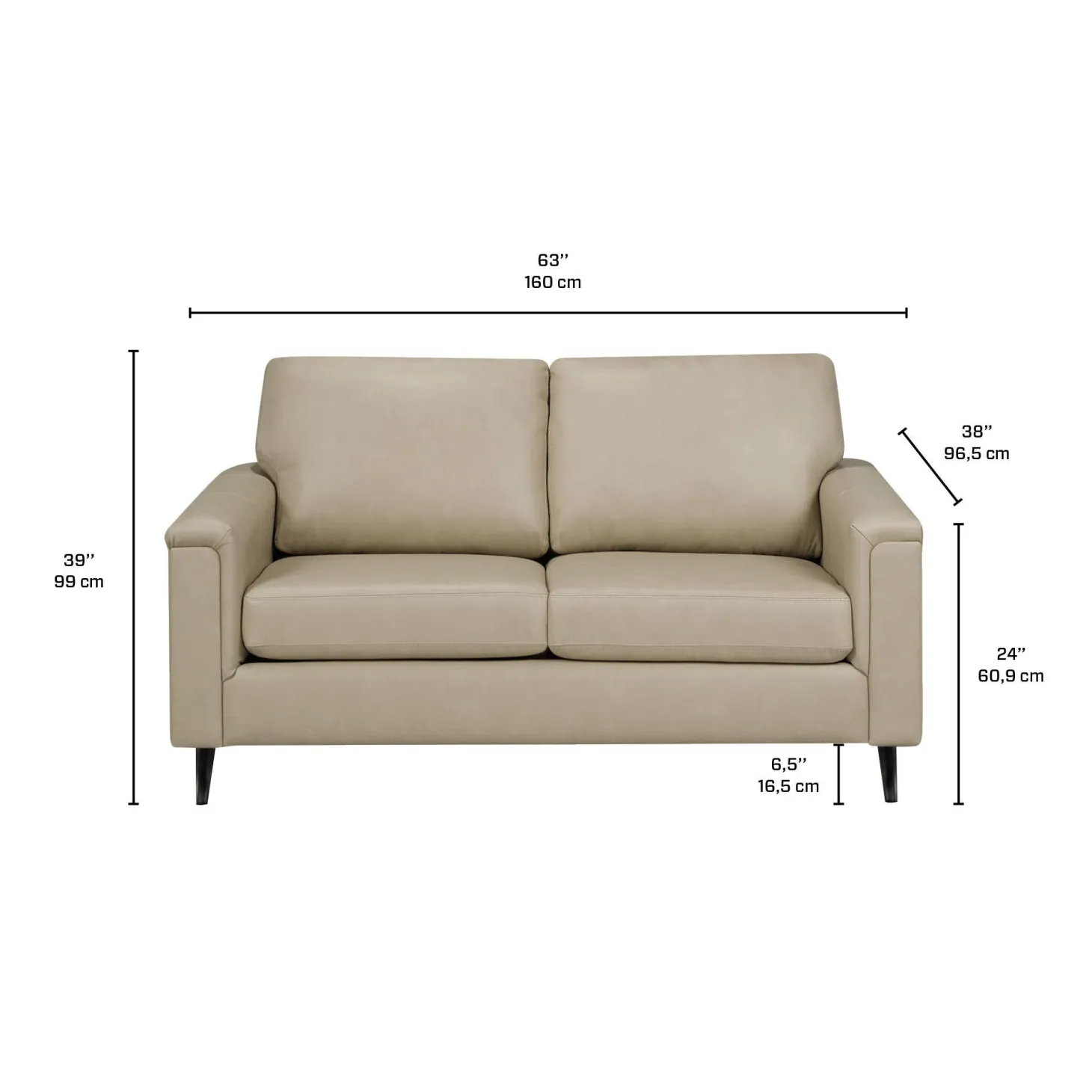 Causeuse en cuir véritable - beige