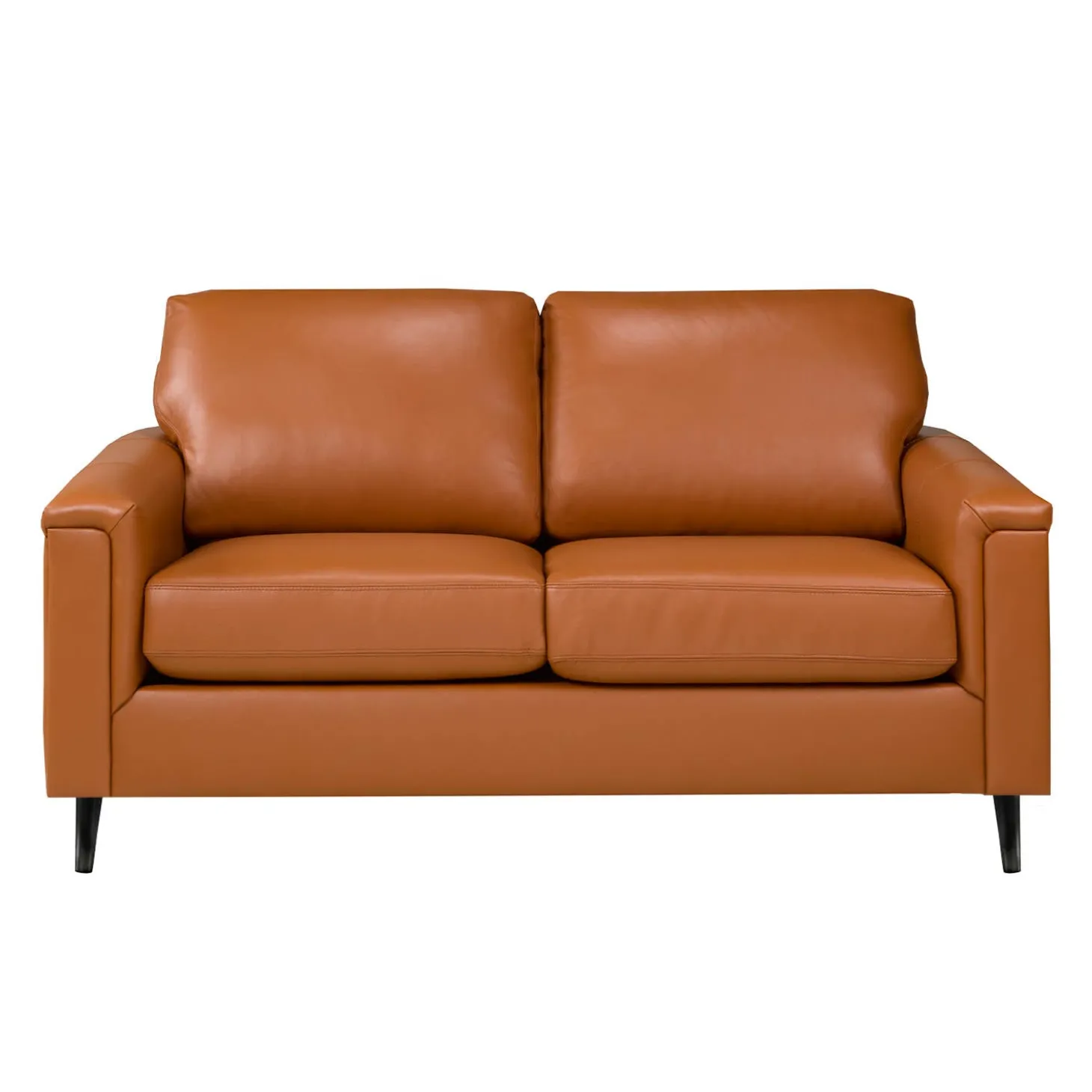 Causeuse en cuir véritable - cognac