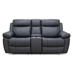 Causeuse inclinable en cuir véritable avec console