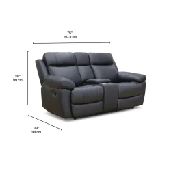 Causeuse inclinable en cuir véritable avec console