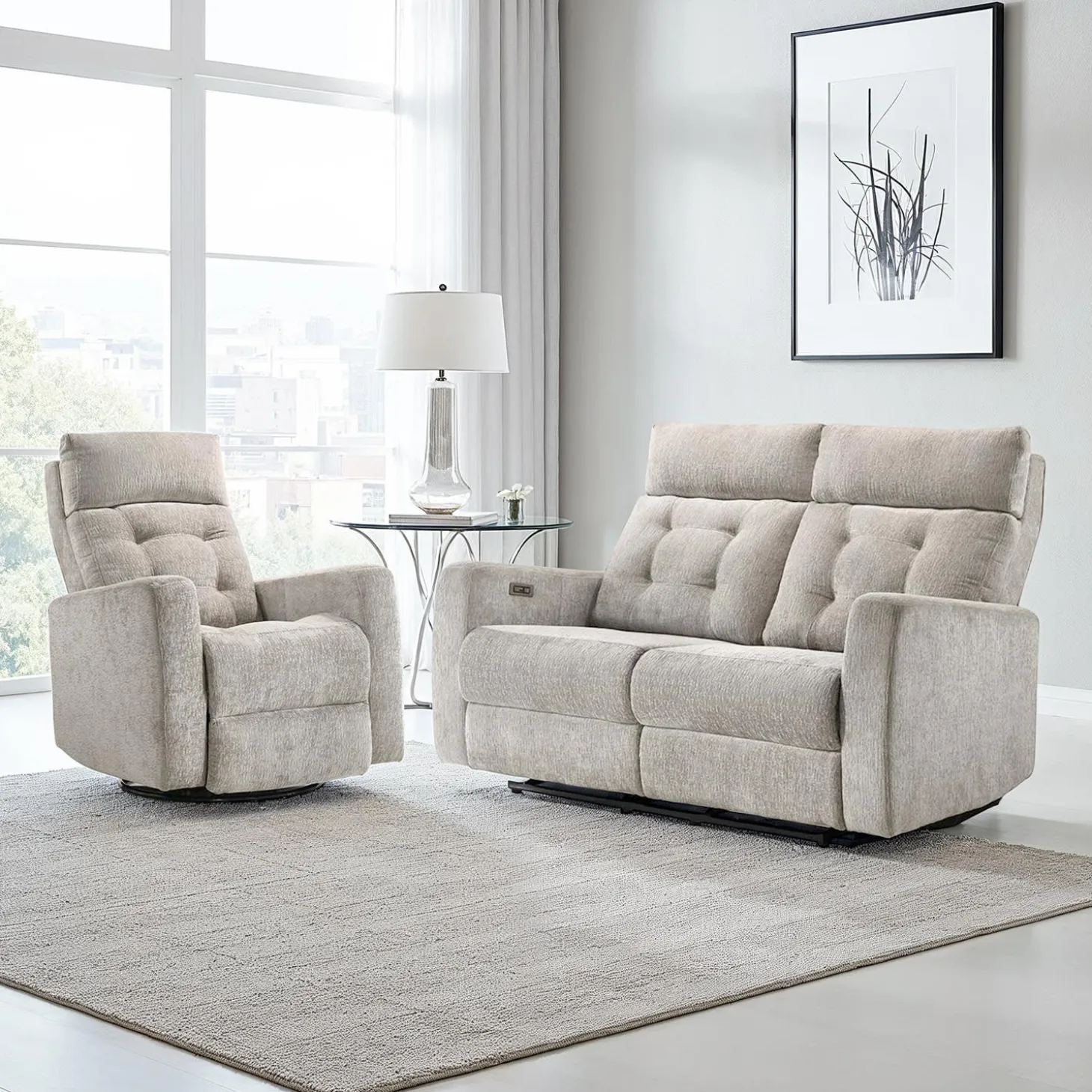 Causeuse inclinable et électrique avec appuis-tête ajustables