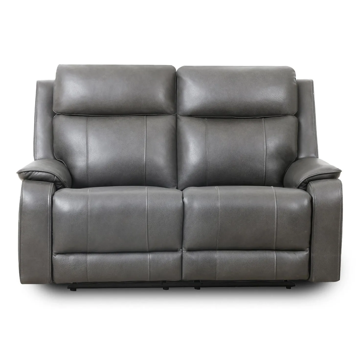 Causeuse inclinable électrique en cuir avec appuis-tête ajustables - gris