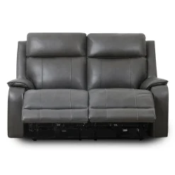 Causeuse inclinable électrique en cuir avec appuis-tête ajustables - gris