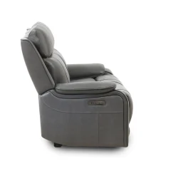 Causeuse inclinable électrique en cuir avec appuis-tête ajustables - gris
