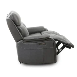 Causeuse inclinable électrique en cuir avec appuis-tête ajustables - gris