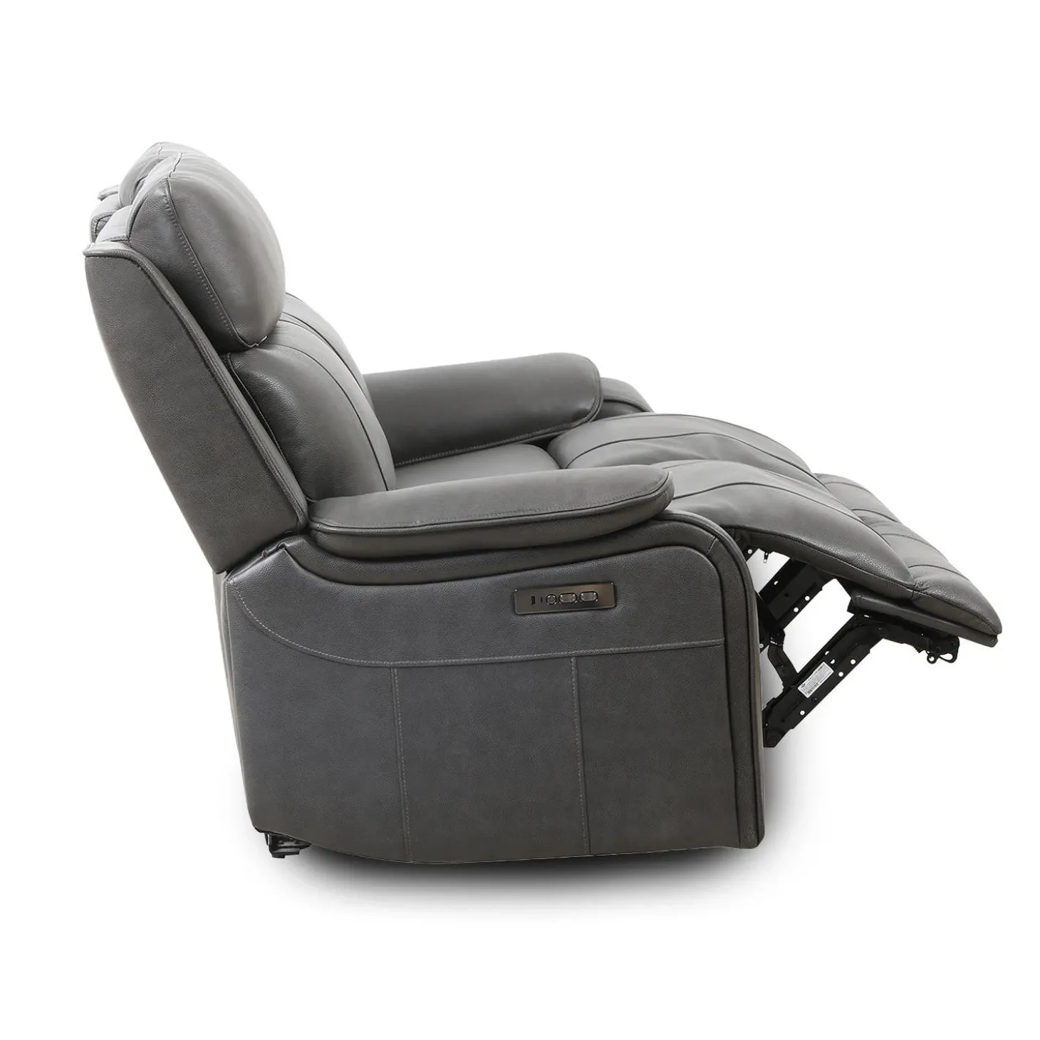 Causeuse inclinable électrique en cuir avec appuis-tête ajustables - gris