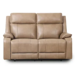 Causeuse inclinable électrique en cuir avec appuis-tête ajustables - taupe