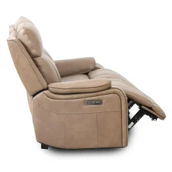 Causeuse inclinable électrique en cuir avec appuis-tête ajustables - taupe