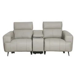 Causeuse électrique inclinable en cuir véritable avec console