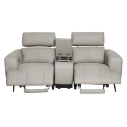 Causeuse électrique inclinable en cuir véritable avec console