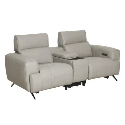 Causeuse électrique inclinable en cuir véritable avec console