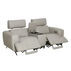 Causeuse électrique inclinable en cuir véritable avec console