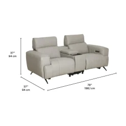 Causeuse électrique inclinable en cuir véritable avec console