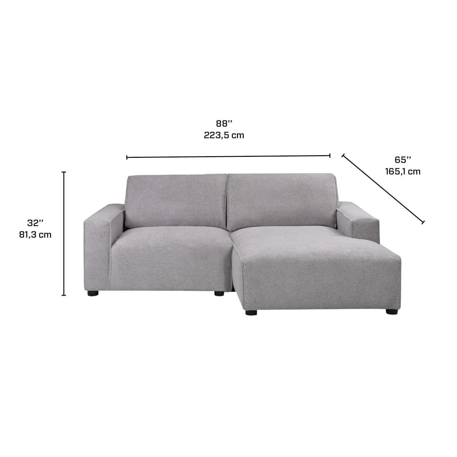 Causeuse modulaire avec chaise longue à droite - 2 mcx