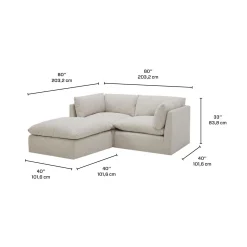 Causeuse modulaire avec ottoman - 3 mcx