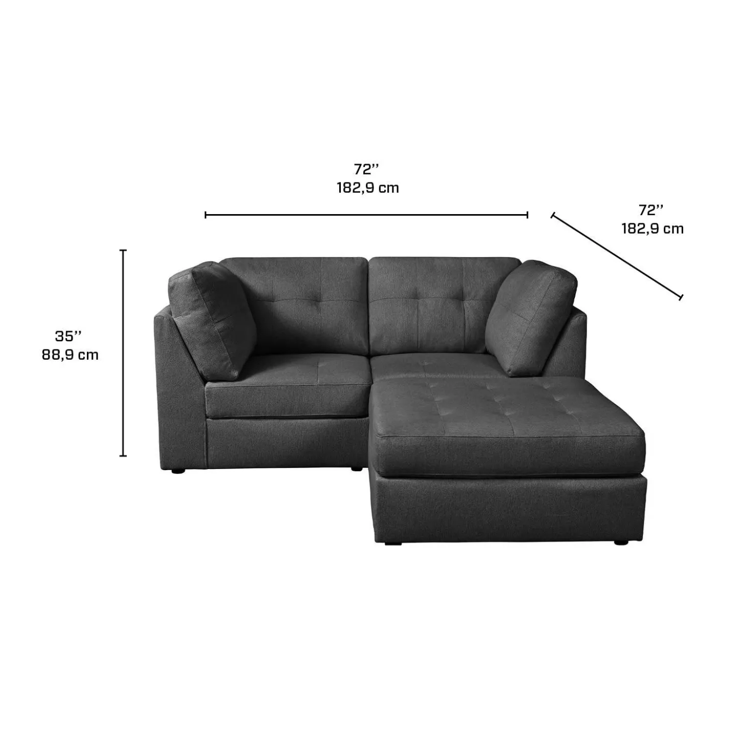 Causeuse modulaire avec ottoman - 3 mcx