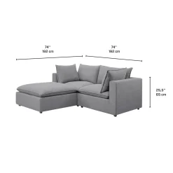 Causeuse modulaire avec ottoman - 3 mcx